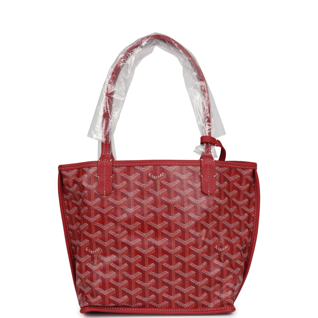 Goyard Goyardine Red Anjou Mini Bag Palladium Hardware