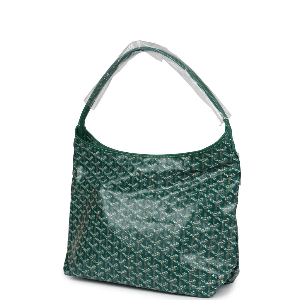 Goyard Goyardine Green Boheme Hobo Bag Palladium Hardware