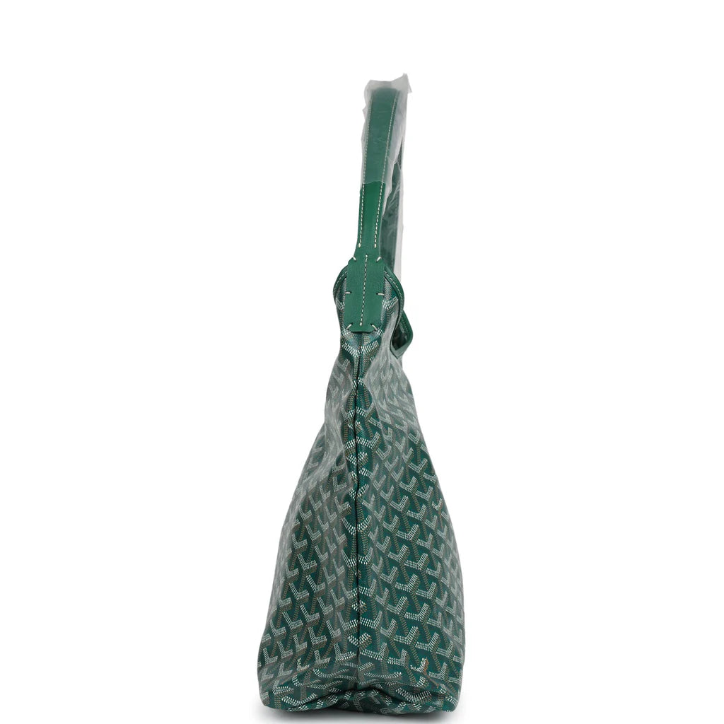 Goyard Goyardine Green Boheme Hobo Bag Palladium Hardware