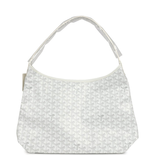 Goyard Goyardine White Boheme Hobo Bag Palladium Hardware