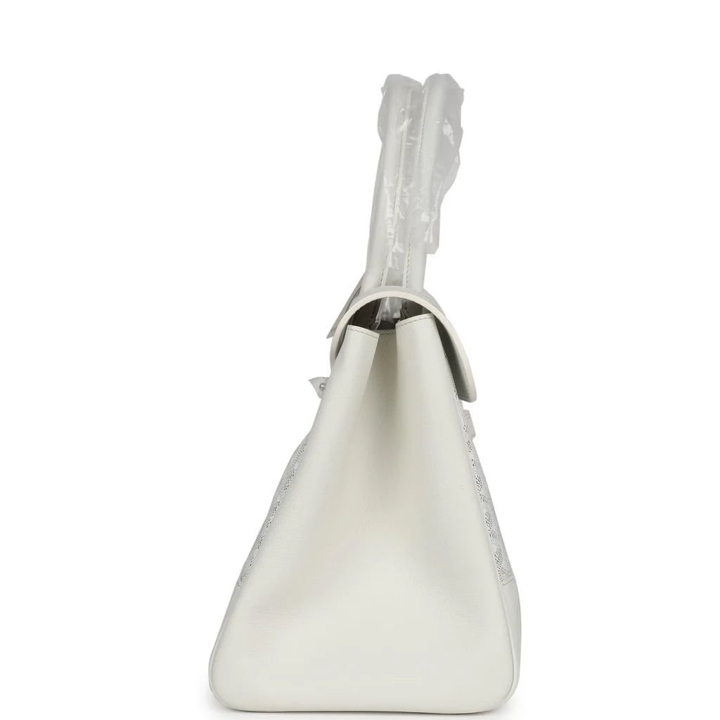 Goyard Saigon Tote White Goyardine Canvas Palladium Hardware