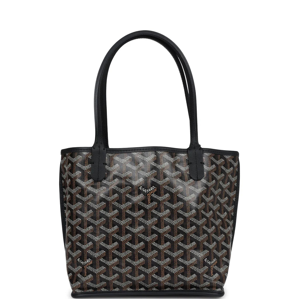Goyard Goyardine Anjou Black Mini Bag Palladium Hardware