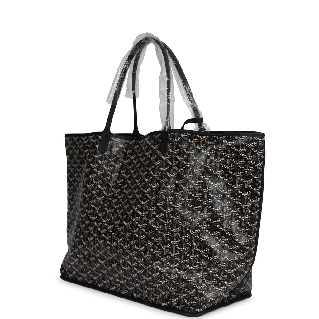 Goyard Goyardine Canvas Black Anjou GM Tote Bag Palladium Hardware