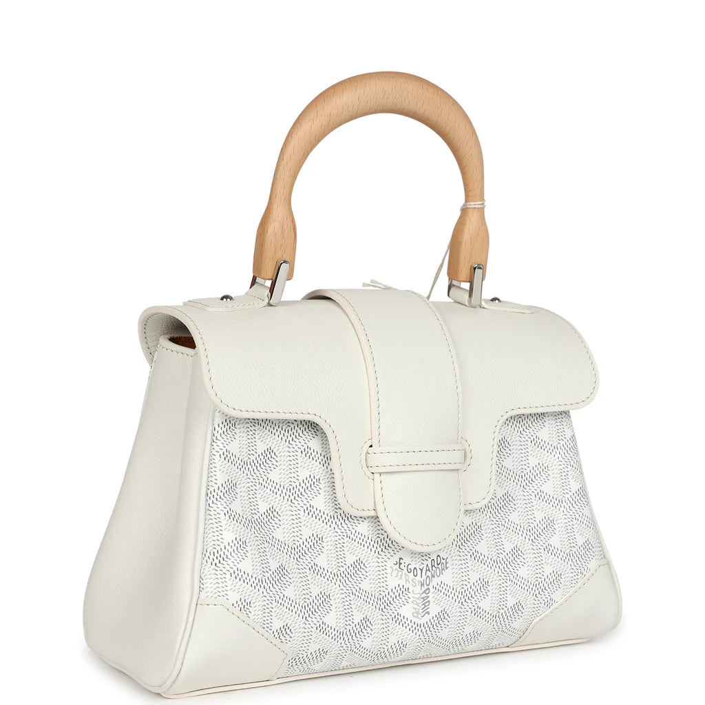 Goyard Saigon Souple Mini Bag White Goyardine Canvas Palladium Hardware