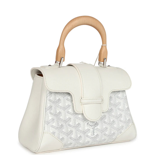 Goyard Saigon Souple Mini Bag White Goyardine Canvas Palladium Hardware