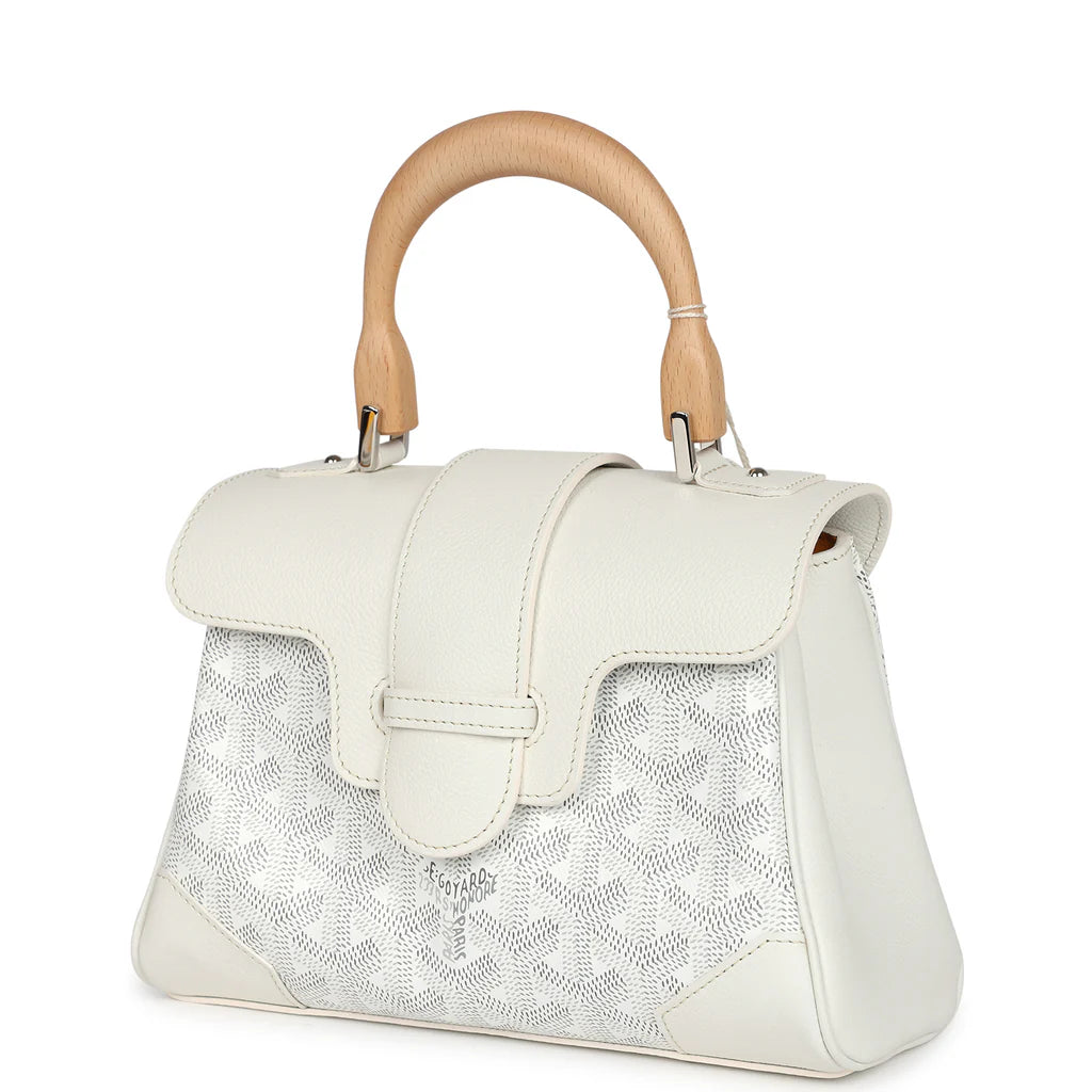Goyard Saigon Souple Mini Bag White Goyardine Canvas Palladium Hardware