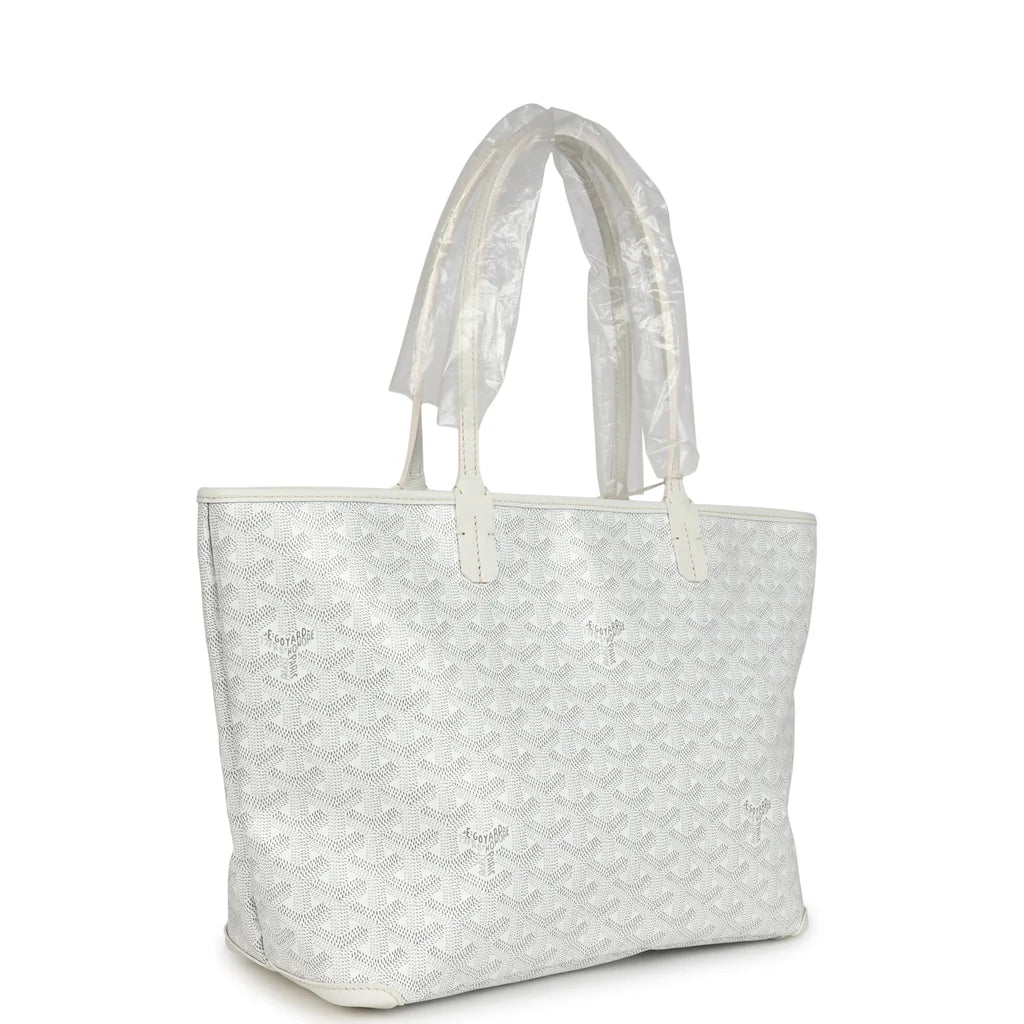 Goyard Goyardine White Artois Tote PM Palladium Hardware