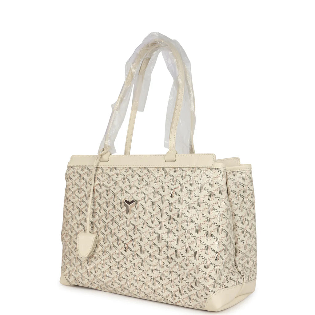 Goyard Goyardine Canvas Sand Bellechasse PM Bag Palladium Hardware