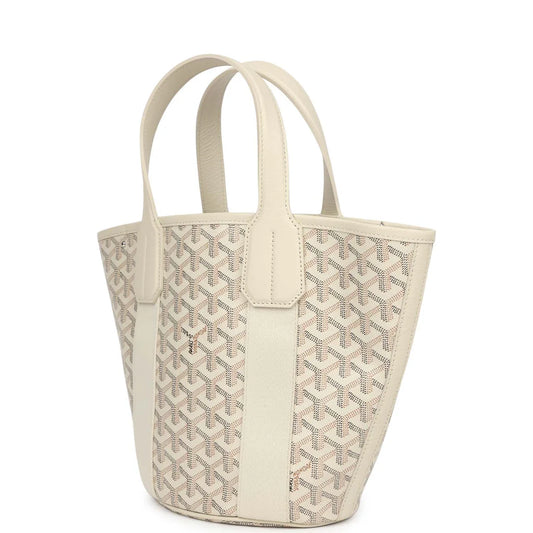 Goyard Goyardine Sand Belharra PM Tote Palladium Hardware