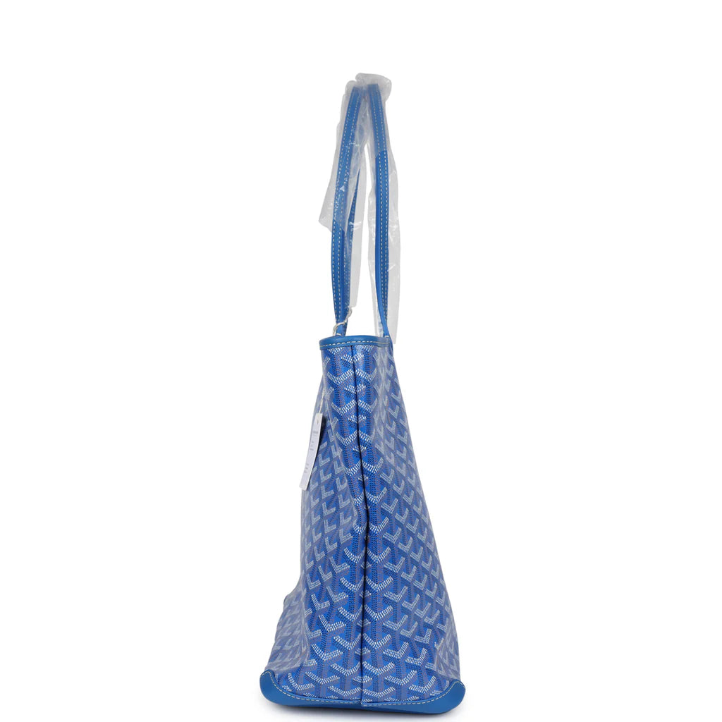 Goyard Goyardine Canvas Sky Blue Artois MM Tote Palladium Hardware