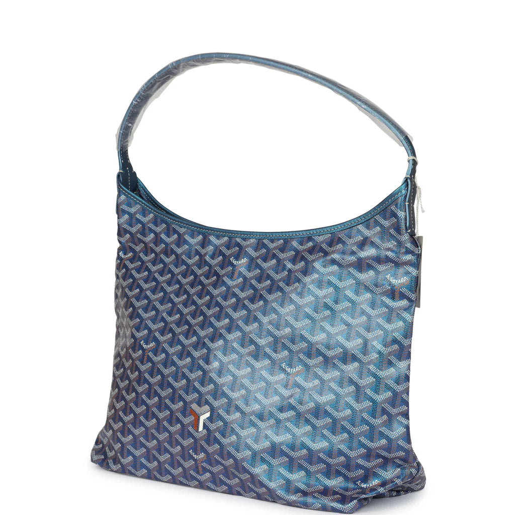 Goyard Goyardine Pearly Blue Boheme PM Hobo Bag Palladium Hardware