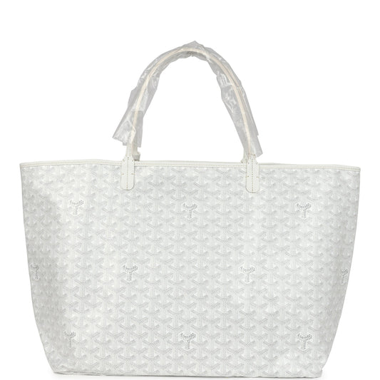 Goyard Goyardine Canvas White Saint Louis GM Tote Palladium Hardware