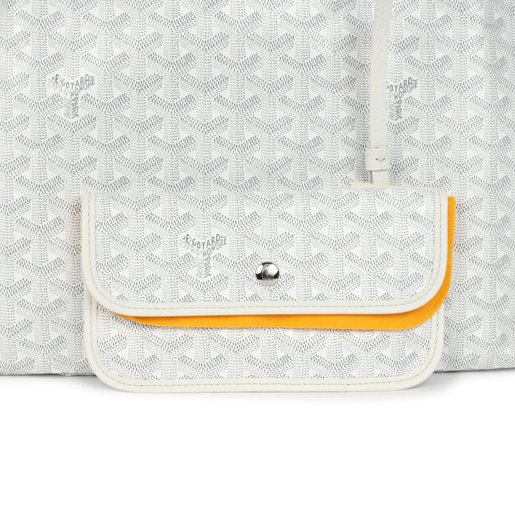 Goyard Goyardine Canvas White Saint Louis GM Tote Palladium Hardware
