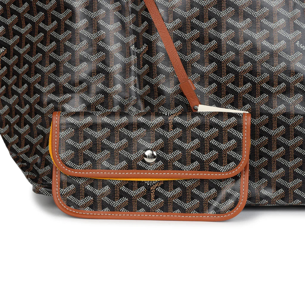 Goyard Goyardine Black and Brown St. Louis GM Tote Bag Palladium Hardware