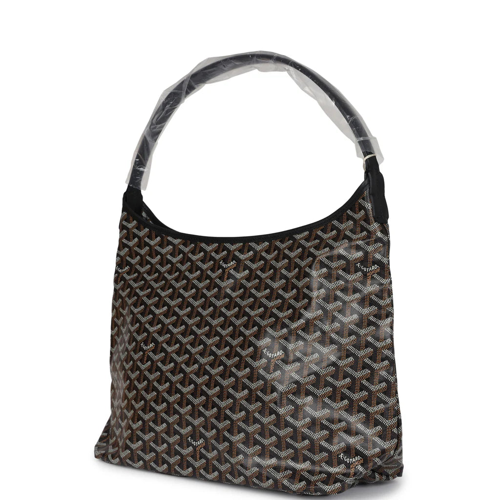 Goyard Goyardine Black Boheme Hobo Bag Palladium Hardware