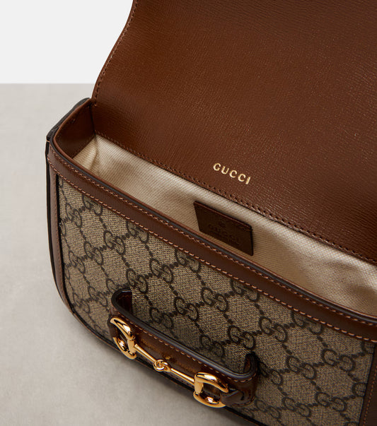 Gucci Gucci Horsebit 1955 Mini leather-trimmed shoulder bag 2025