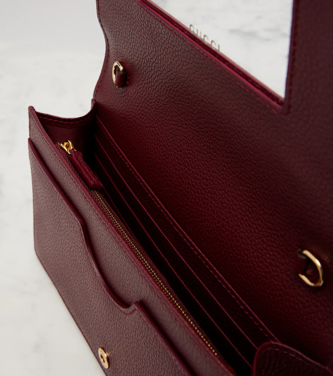 Gucci GG Petite Marmont leather wallet on chain 2025