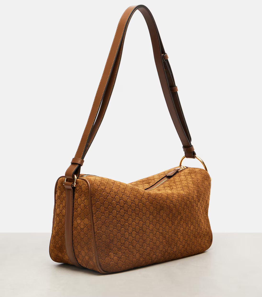 Gucci Half Horsebit Medium suede shoulder bag 2025