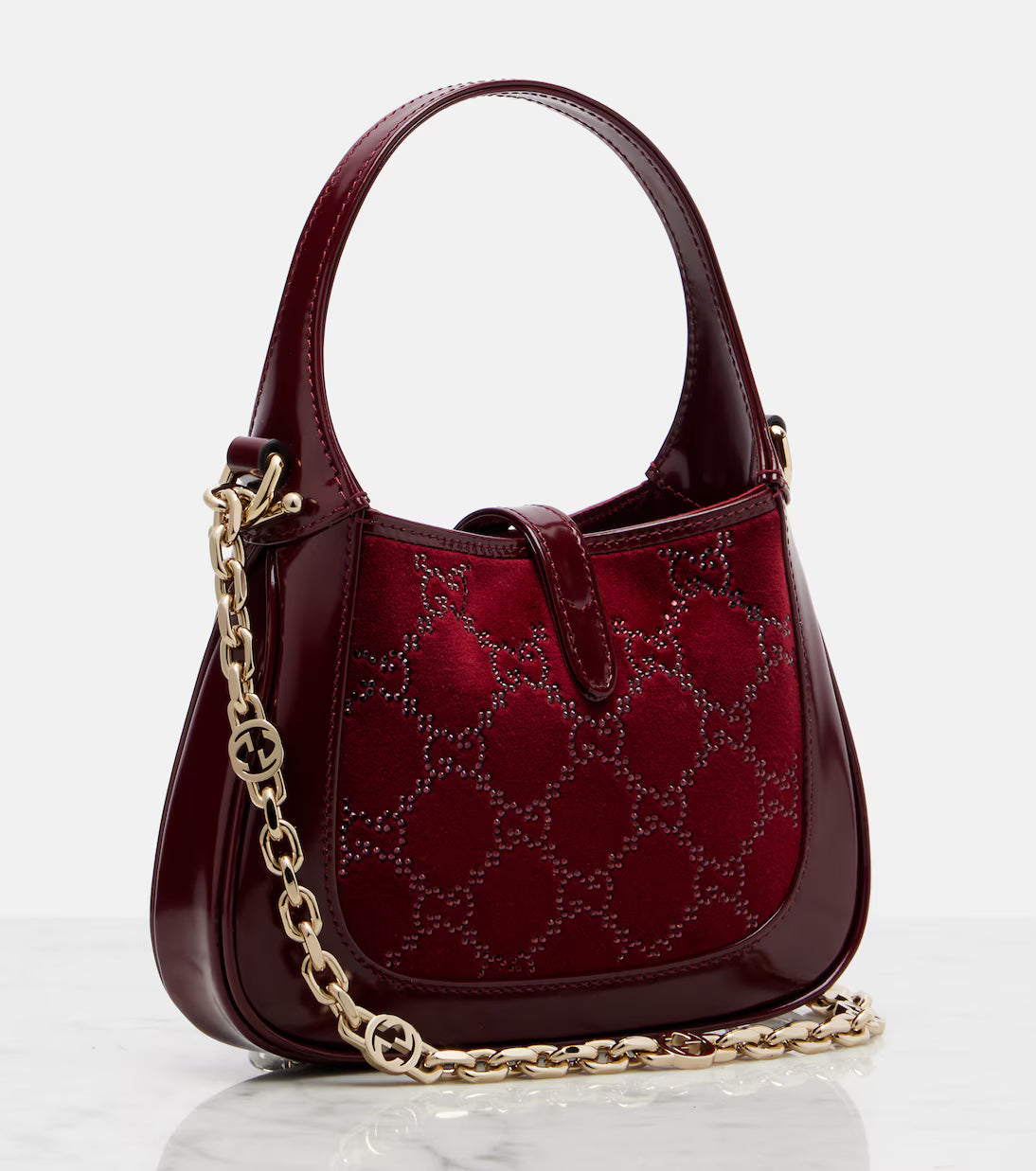 Gucci Jackie velvet and leather tote bag 2025