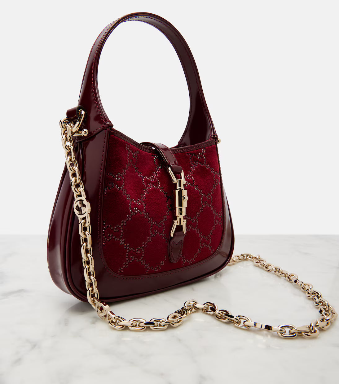 Gucci Jackie velvet and leather tote bag 2025