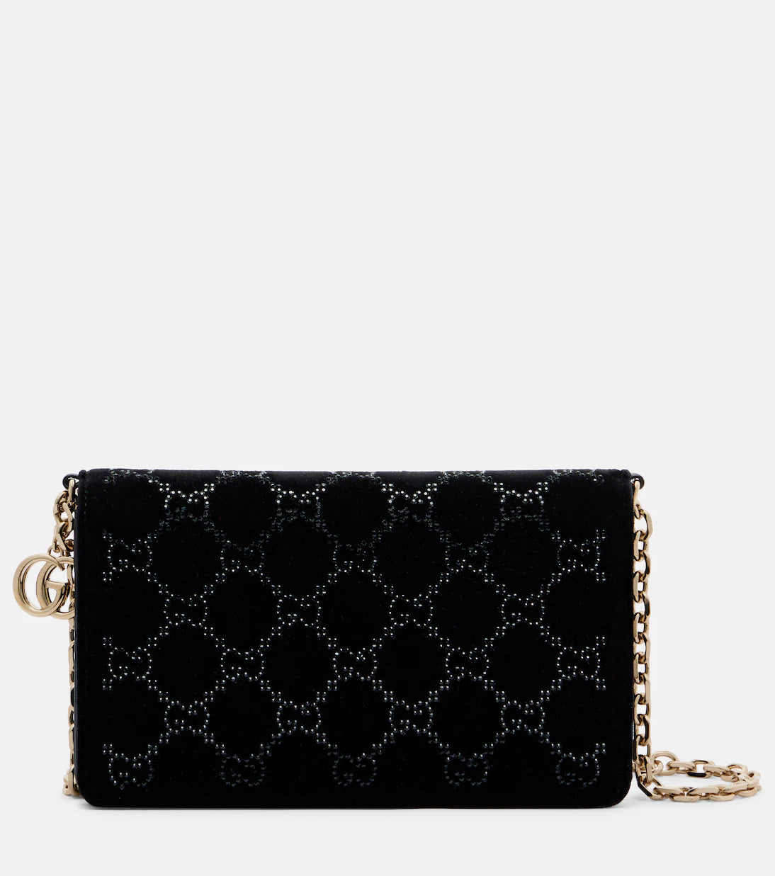 Gucci GG Crystal velvet wallet on chain 2025