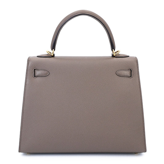 HERMÈS Kelly 25 Sellier Etain (8F) Epsom Gold hardware K (2025)