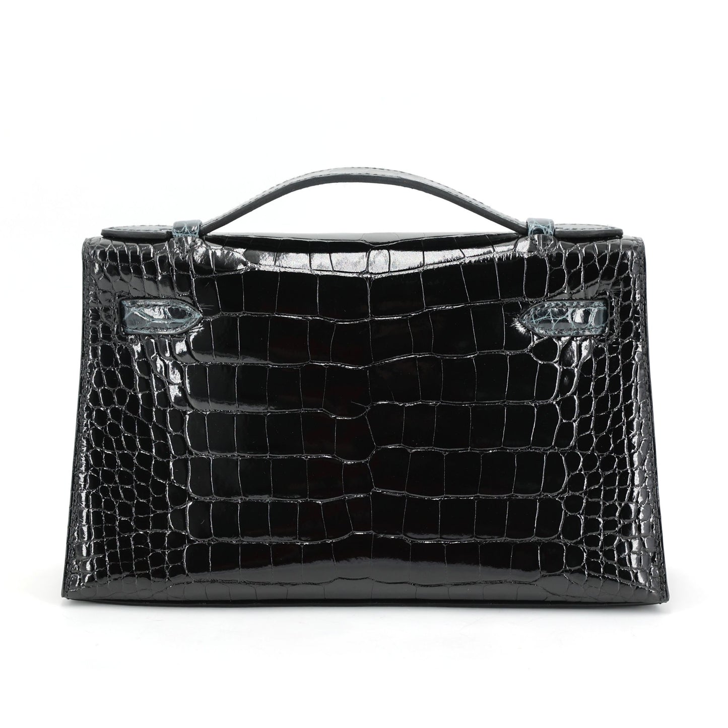 HERMÈS Special Order Kelly Pochette HSS Vert Rousseau (V0) Noir (89) Shiny Alligator Palladium hardware K (2025)