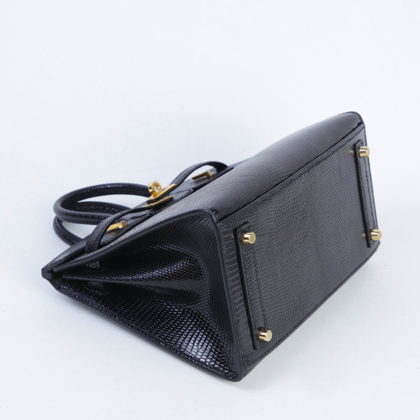 HERMÈS Birkin 20 Noir (89) Lizard Gold hardware B (2023)