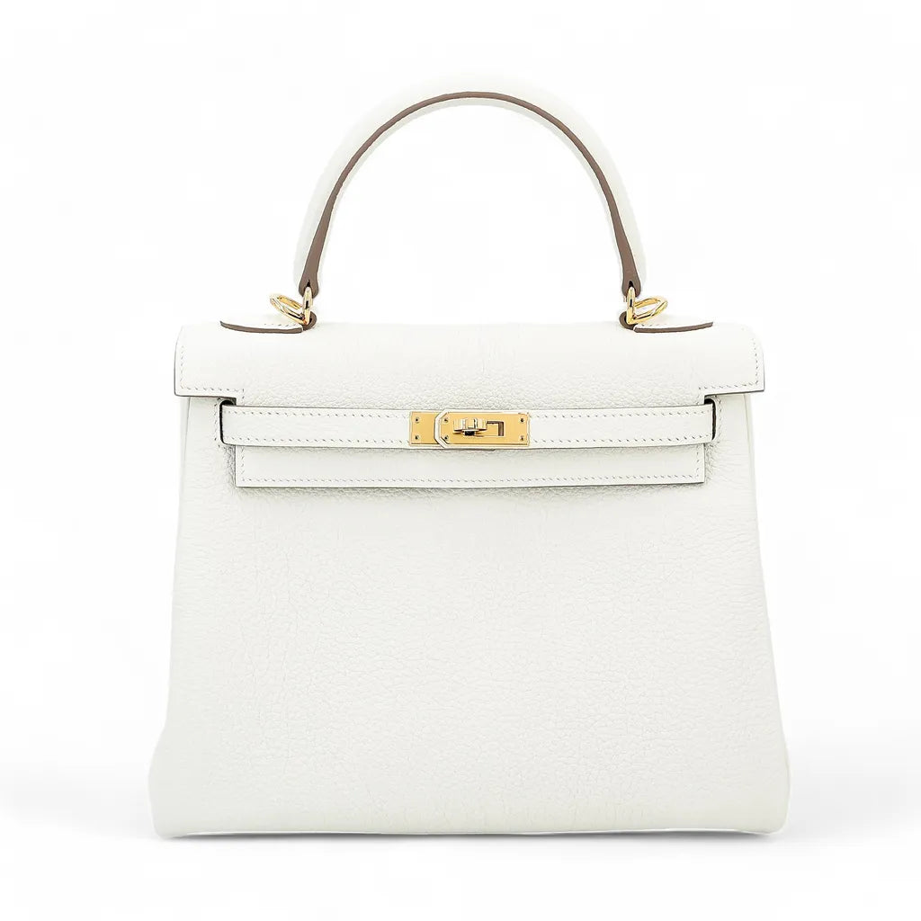 HERMÈS Kelly 25 Mushroom (0T) Togo Gold hardware B (2023)