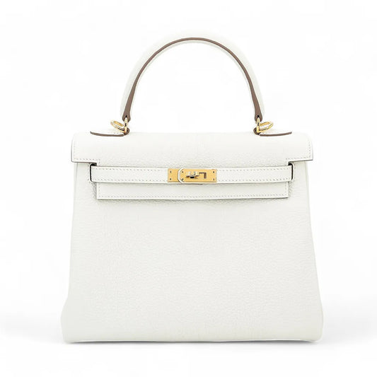 HERMÈS Kelly 25 Mushroom (0T) Togo Gold hardware B (2023)