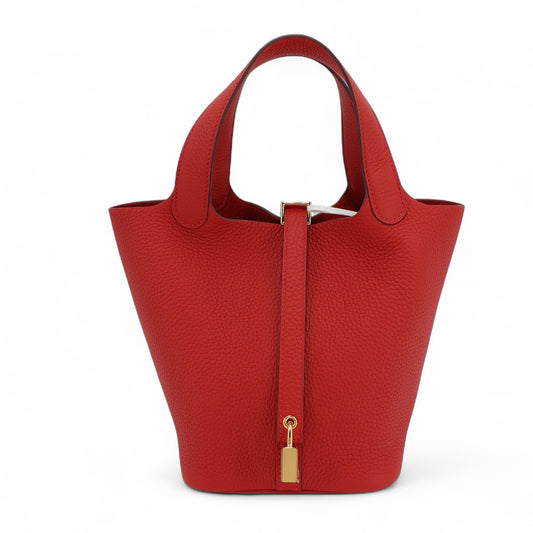 HERMÈS Picotin Lock PM Vermillon (5E) Clemence Gold hardware W (2024)