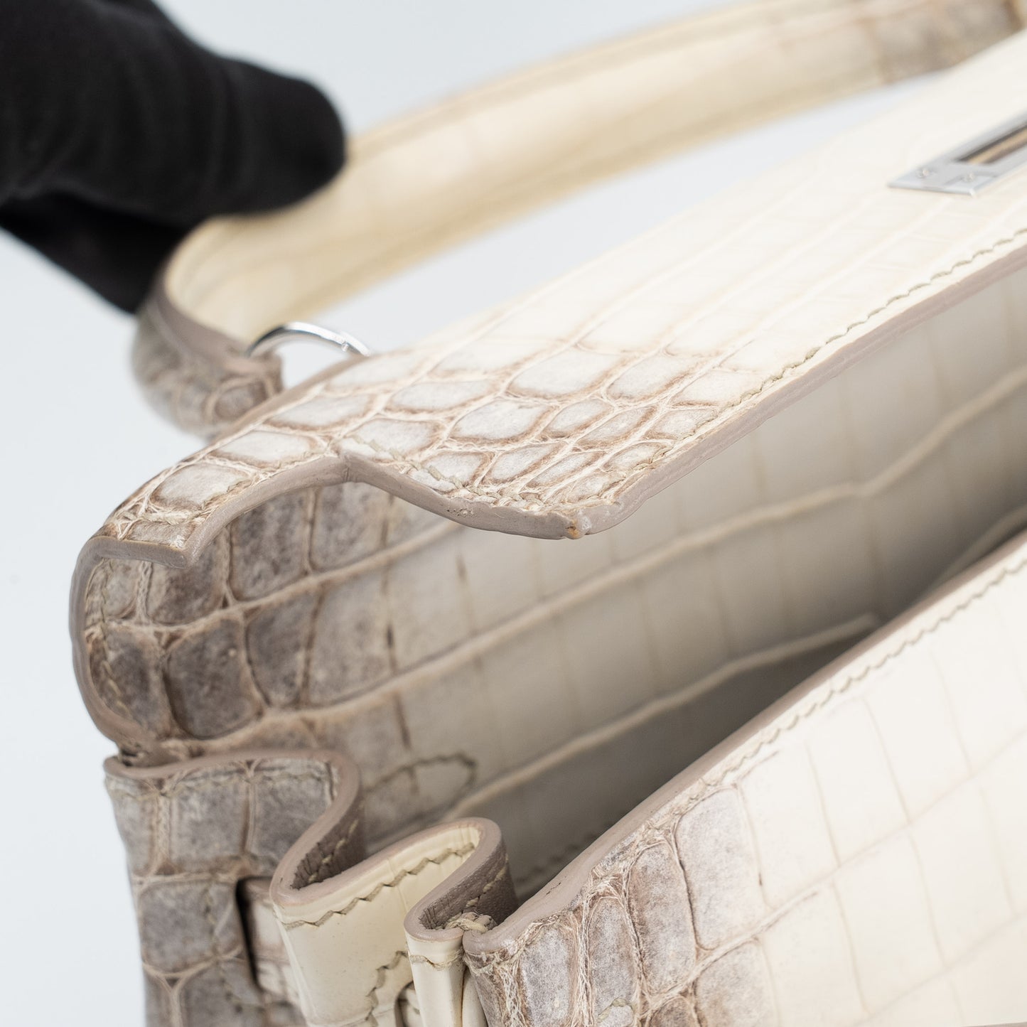 HERMÈS Limited Edition Kelly 25 Himalaya Matte Niloticus Crocodile Diamond White Gold hardware Z (2021)